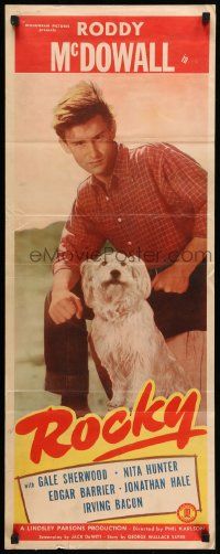 2y375 ROCKY insert '48 great portrait of Roddy McDowall and his dog!