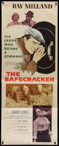 2y381 SAFECRACKER insert '58 artwork of master thief Ray Milland, who became a commando!