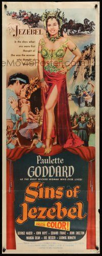 2y399 SINS OF JEZEBEL insert '53 sexy Paulette Goddard as most wicked Biblical woman!