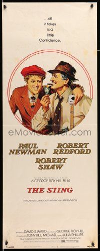 2y414 STING insert '74 best artwork of con men Paul Newman & Robert Redford by Richard Amsel!