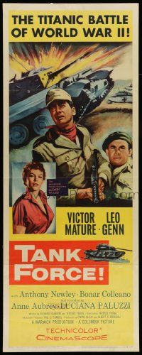 2y431 TANK FORCE insert '58 No Time To Die, Victor Mature, Leo Genn & Luciana Paluzzi!
