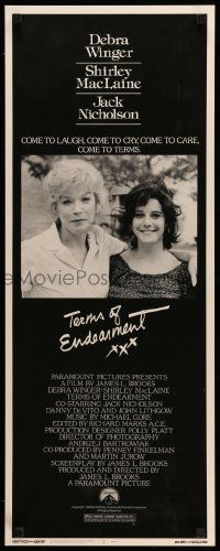 2y438 TERMS OF ENDEARMENT insert '83 great close up of Shirley MacLaine & Debra Winger!