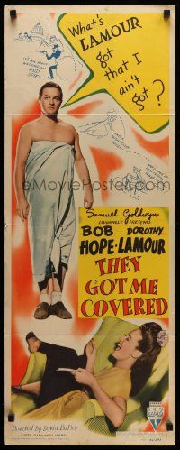 2y440 THEY GOT ME COVERED insert '43 Bob Hope, Dorothy Lamour, this is their best, no kidding!
