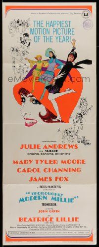 2y442 THOROUGHLY MODERN MILLIE insert '67 Bob Peak art of singing & dancing Julie Andrews!