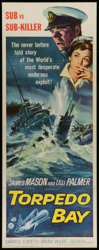 2y450 TORPEDO BAY insert '64 James Mason, Lilli Palmer, art of destroyer ramming submarine!
