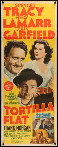 2y451 TORTILLA FLAT insert '42 Spencer Tracy, pretty Hedy Lamarr & John Garfield!