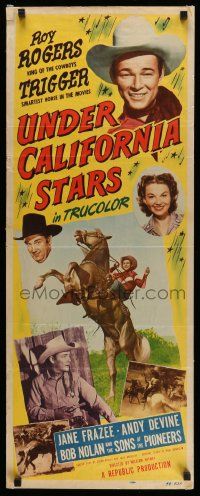 2y462 UNDER CALIFORNIA STARS insert '48 images of Roy Rogers & Trigger, Jane Frazee, Andy Devine!