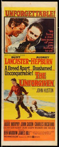 2y464 UNFORGIVEN insert '60 Burt Lancaster, Audrey Hepburn, directed by John Huston!