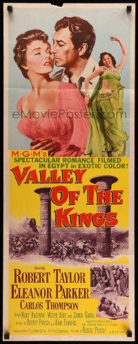 2y469 VALLEY OF THE KINGS insert '54 cool art of Robert Taylor & Eleanor Parker in Egypt!