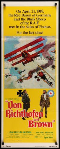 2y474 VON RICHTHOFEN & BROWN insert '71 David Blossom cool artwork of WWI airplanes in dogfight!