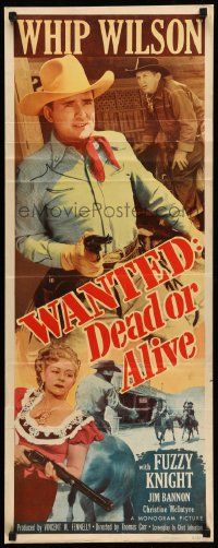 2y475 WANTED DEAD OR ALIVE insert '51 Whip Wilson & Christine McIntyre both with guns!