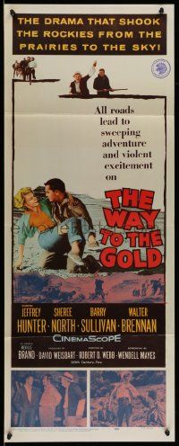 2y479 WAY TO THE GOLD insert '57 image of Jeffrey Hunter & carrying wounded Sheree North!
