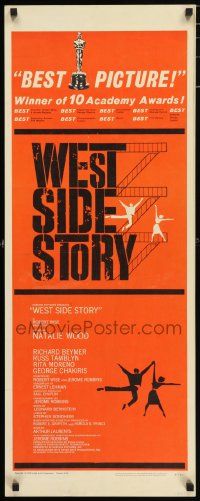 2y480 WEST SIDE STORY insert '62 Academy Award winning classic musical, Joseph Caroff art, rare!