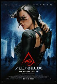 2z012 AEON FLUX advance DS 1sh '05 sexy futuristic Charlize Theron in black outfit!