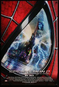 2z034 AMAZING SPIDER-MAN 2 int'l advance DS 1sh '14 Fights with Electro, great close up image!