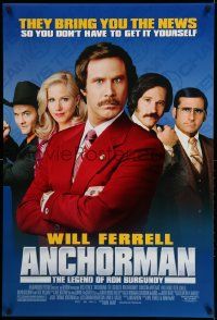 2z052 ANCHORMAN DS 1sh '04 The Legend of Ron Burgundy, image of newscaster Will Ferrell and cast!