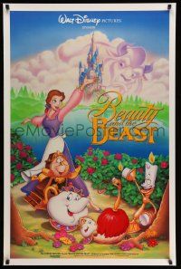 2z080 BEAUTY & THE BEAST DS 1sh '91 Walt Disney cartoon classic, art of cast by Calvin Patton!