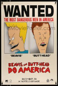 2z082 BEAVIS & BUTT-HEAD DO AMERICA teaser 1sh '96 Mike Judge, most dangerous men in America!