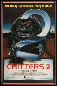 2z153 CRITTERS 2 1sh '88 Soyka art, The Main Course, get ready for seconds, red border design!