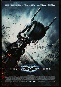 2z161 DARK KNIGHT advance DS 1sh '08 cool image of Christian Bale as Batman on Batpod bat bike!