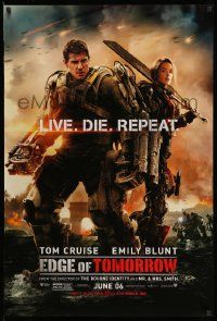 2z199 EDGE OF TOMORROW June 06 teaser DS 1sh '14 Tom Cruise & Emily Blunt, live, die, repeat!