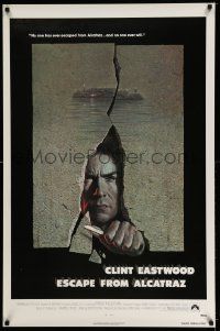 2z213 ESCAPE FROM ALCATRAZ 1sh '79 cool artwork of Clint Eastwood busting out by Lettick!