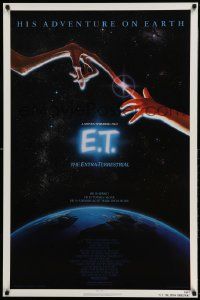 2z195 E.T. THE EXTRA TERRESTRIAL 1sh '83 Drew Barrymore, Spielberg, Alvin art, continuous release!