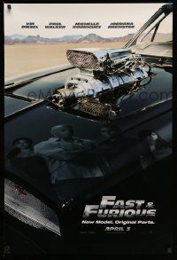 2z239 FAST & FURIOUS teaser DS 1sh '09 Vin Diesel, Paul Walker, blown R/T Charger!