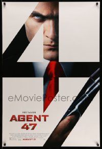 2z347 HITMAN: AGENT 47 advance DS 1sh '15 cool image of assassin Rupert Friend w/red tie & gun!