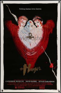 2z366 HUNGER 1sh '83 art of vampire Catherine Deneuve, rocker David Bowie & Susan Sarandon!