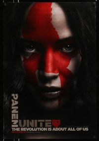 2z373 HUNGER GAMES: MOCKINGJAY - PART 2 teaser DS 1sh '15 close image of Lawrence as Katniss!