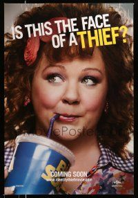 2z380 IDENTITY THIEF teaser DS 1sh '13 close-up of Melissa McCarthy, is this the face of a thief?