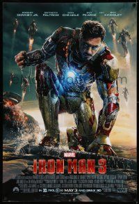 2z417 IRON MAN 3 advance DS 1sh '13 cool image of Robert Downey Jr in title role by ocean!