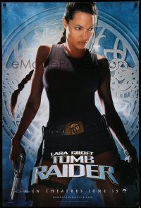 2z458 LARA CROFT TOMB RAIDER teaser 1sh '01 sexy Angelina Jolie, from popular video game!