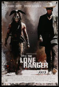 2z484 LONE RANGER advance DS 1sh '13 Disney, Johnny Depp, Armie Hammer in the title role!