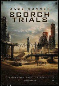 2z522 MAZE RUNNER: THE SCORCH TRIALS style A teaser DS 1sh '15 Dylan O'Brien, city in ruins!