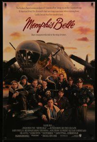 2z524 MEMPHIS BELLE 1sh '90 Matt Modine, Sean Astin, cool cast portrait by WWII B-17 bomber!