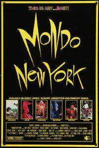 2z539 MONDO NEW YORK 1sh '88 Harvey Keith, this is art baby, cool yellow title and border design!