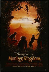 2z541 MONKEY KINGDOM advance DS 1sh '15 Walt Disney, cool image of the apes overlooking jungle!