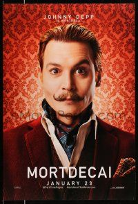 2z548 MORTDECAI teaser DS 1sh '15 wacky image of Johnny Depp with handlebar mustache!