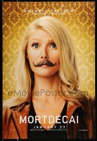 2z547 MORTDECAI teaser DS 1sh '15 wacky image of Gwyneth Paltrow with handlebar mustache!