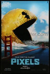 2z589 PIXELS teaser DS 1sh '15 incredible CGI image of Pac-Man gobbling up San Francisco!