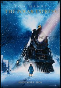 2z593 POLAR EXPRESS teaser DS 1sh '04 Tom Hanks, Robert Zemeckis, fantasy art of train by D. Chiang