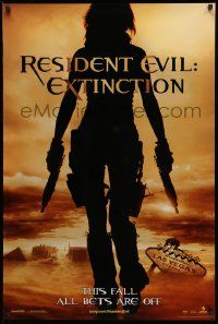 2z630 RESIDENT EVIL: EXTINCTION teaser 1sh '07 silhouette of zombie killer Milla Jovovich!