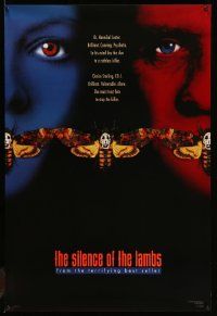 2z688 SILENCE OF THE LAMBS style C teaser 1sh '91 Foster & Hopkins both w/ moths over mouths!