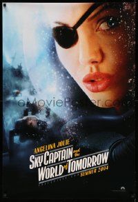 2z695 SKY CAPTAIN & THE WORLD OF TOMORROW teaser DS 1sh '04 close-up of Angelina Jolie w/eyepatch!