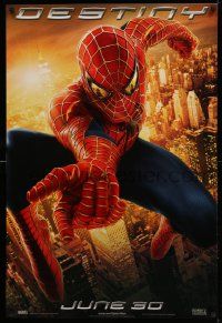2z706 SPIDER-MAN 2 teaser 1sh '04 great image of Tobey Maguire in the title role, Destiny!