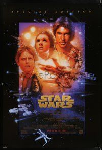 2z729 STAR WARS style B advance 1sh R97 George Lucas classic sci-fi epic, art by Drew Struzan!