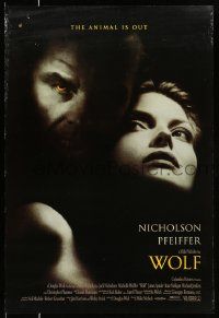 2z834 WOLF DS 1sh '94 Jack Nicholson, Michelle Pfeiffer, the animal is out!