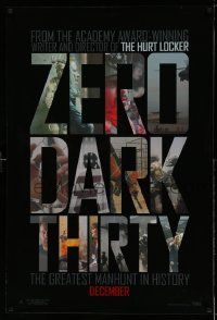 2z849 ZERO DARK THIRTY teaser DS 1sh '12 Jessica Chastain, cool title design over black background!